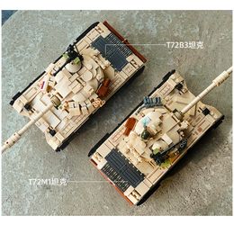 Diecast Model Soviet Military Battle Tank T72 Panzer T34 M1A2 Building Blocks Kit WW2 Army Vehicle Soldier Figures Toys Gifts 230705