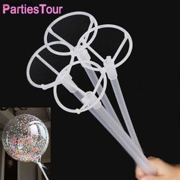 15 Set 16" Long Clear Balloon Holder for LED Bobo Balloons Stick with Cups Bubble Ballons Sticks Holder Balloon Accessories L230626