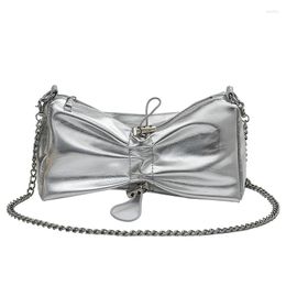 Evening Bags Fashion Chain Women Underarm Bag Bow Design Small Female Shoulder Messenger Simple Portable Ladies Purse Handbag Silver Gold