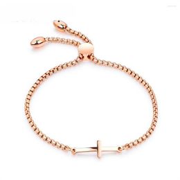 Charm Bracelets Simple Student Cross Bracelet Friendship Personalized Lettering Jewelry Birthday Gifts Can Be Adjusted Length B17097