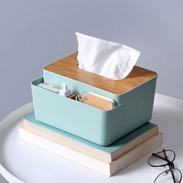 Stitch Multicompartments Creative Tissue Box Desktop Wooden Lid Coffee Table Paper Remote Control Phone Storage Box Desk Decor