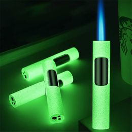 Metal Luminous Jet Flame Lighter Windproof Straight Fire Inflatable Torch Turbo Butane Without Gas Cigar Lighters Smoking Accessories 2K3M NB8I