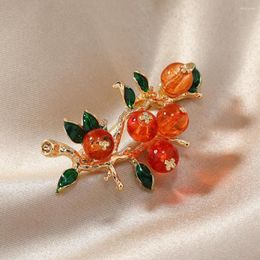 Brooches Morkopela Cute Fruit Brooch Persimmon Pins Fashion Enamel Pin For Women Costume Jewellery Clothes Accessories