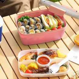 Dinnerware Sets 2L 2 Tier Lunch Box Work With Compartments Daily Portable School Office Large Capacity Easy Clean Picnic Leakproof