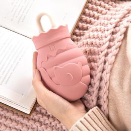 Curtains Protable Silicone Hot Water Bottle Honeypot Bear Bottle with Knit Cover Microwave Heating Soft Bottle Winter Hand Foot Warmer