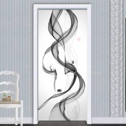 Stickers Modern Creative Stickers on the Door Landscape Flowers 3d Wallpaper Vinyl Photo Stickers Corridor Room Decor Wall Decal Posters