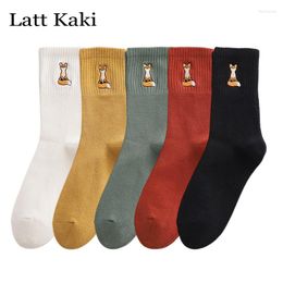 Women Socks 1 Pair Cute For Breathable Kawaii Embroidery Cartoon Funny Girls Japanese Fashion Cotton Female Soft