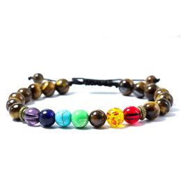 Beaded 7 Chakra Charm Adjustable Bracelets For Men Women Tiger Eye Lava Rock Healing Nce Beads Reiki Buddha Prayer Natural Stone Yog Dhb4D