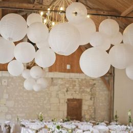 Waistcoats 30pcs/lot 4''12'' Mix Size Chinese Paper Ball Lampion Hanging White Wedding Decoration Paper Lanterns Lampshade Party Decor