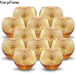 Candles Yuryfvna 6/12 Pcs Mercury Glass Candle Holders Votive Tealight Candlestick Wedding Centrepieces Parties Home Decoration Gift