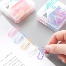 60pcs/lot ABS Mini Paper Clips Kawaii Stationery Material Escolar Clear Binder Pos Tickets Notes Letter Clip