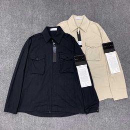 Designer stone pocket jackets island jacket long sleeve zipper Badges men tshirt casual coat windbreaker embrodiery mens shirts Tidal flow design 35ess