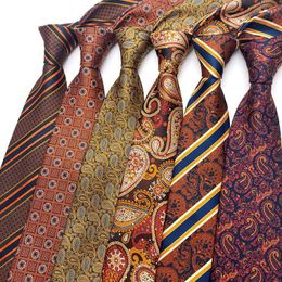 Bow Ties Vintage 8CM Men Necktie 3.15 Inch Silk For Paisley Stripes Patterned Arrow Classic Collar Neckwear Wedding Party