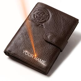 100% Genuine Leather Travel Wallet Men Personalized Passport Cover with RFID Card Holder High Quality Passport Organizer Purse