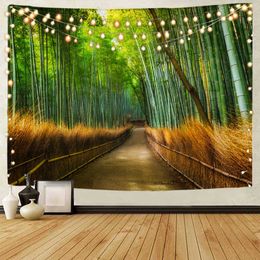Tapestries Green wood corridor landscape decoration tapestry hippie wall tapestry home decoration tapestry