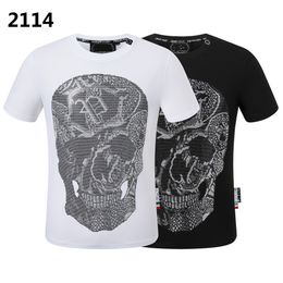 Men's summer T-shirt creative skull personality trend printing hip-hop style round neck comfortable breathable all-match men's pure cotton top
