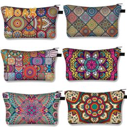 Cosmetic Bags Vintage Mandala Bag Women Organiser Storage Wallet Multifunctional Girls Makeup Small Purse Handbags Gift