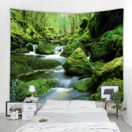 Tapestries Nature forest waterfall printing wall hanging 3d digital printing tapestry home decoration