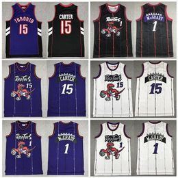 Ed Vince Carter Retro Basketball Jerseys Tracy 1 Mcgrady 1998-99 Raptorses Mesh Hardwoods Classics T- Shirt Mens Purple Vintage Jersey