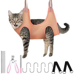 Rompers Pet Grooming Hammock for Cats & Dogs Hanging Harness Pet Supplies Kit Wit Cat Comb Trimmer For Cats Dogs Bathing Washing