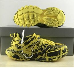 Balenaiicgaa Sports Best-quality balenciaaa Graffiti 3.0 Running Shoes B Yellow Black Sneaker Size 35-46