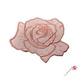 Romantic Pink Dusty Rose Flower Patch Top Patches Iron on Sew on Embroidery Patch Motif Applique Children Women DIY Clothes Sticke295Q