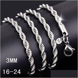 Chains M 925 Sterling Sier Twisted Rope Chain 16-30Inches Luxury Necklaced For Women Men Fashion Diy Jewellery Wholesale Drop Delivery Dhwsc