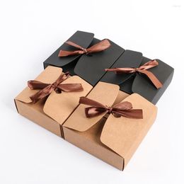 Gift Wrap 30Pcs DIY Kraft Boxes With Ribbon Candy Cookies Chocolate Wedding Favour Box Home Year Package Decor Supplies