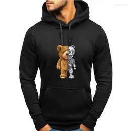 Men's Hoodies Funny Teddy Bear Robot Hoodie Men Women Sweatshirts Fashion Streetwear Fleece Cotton Pullovers 2023 Fall Tops