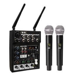 Audio Sound Mixer with Wireless Microphone G-MARK Studio 4 Bluetooth Professional Portable DJ Console 48V Phantom Power USB Interface Mixing Boards For Studio