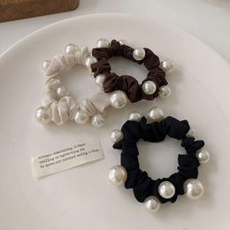 Hair Clips Korean Pearls Scrunchies Tie 2023 Fashion Simple Classic Black Elastic Band Women Accessories Wholesale