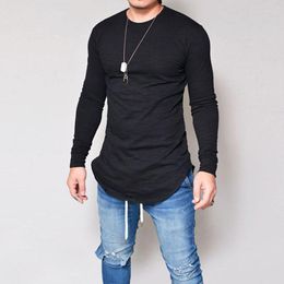 Men's Suits H253 Men Personality Casual T-shirt Slim Fit Spring Fashion Tops O-neck Long-sleeved Camisa Masculina