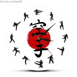 Wall Clocks Fistfight Karate Wall Decor Hanging Silent Wall Watch Japanese Martial Arts Karate Silhouettes Living Room Decorative Wall Clock Y200407 Z230707