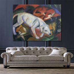 Colourful Abstract Painting on Canvas Dog Fox Cat Franz Marc Art Unique Handcrafted Artwork Home Decor