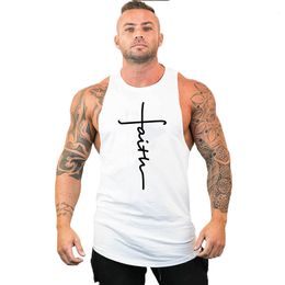 Men's Tank Tops Fitness guys Gym Clothing Cotton Printed Training Singlets Bodybuilding Tank Top Mens Muscle Sleeveless T Shirt Sports Vest 230704