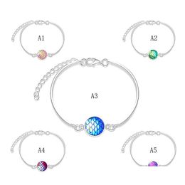 Charm Bracelets Mermaid Shining Fish Scale For Women Healing Stone Gold Sier Chains Fashion Jewellery In Bk Drop Delivery Dh1Xb