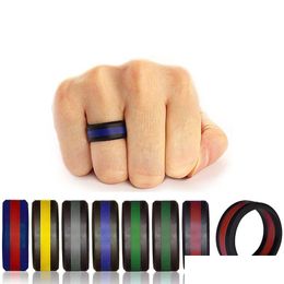 Band Rings Fashion Womens Two Tone Sile Three Layers Tire Rubber Flexible Ring For Ladies Engagement Jewelry Drop Delivery Dhwix