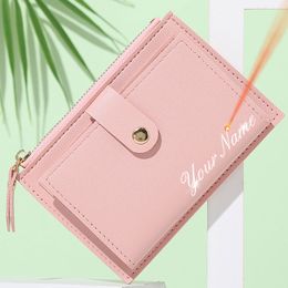 2023 New Short Women Wallets Free Name Engraving Slim Card Holder Female Purses Cute Simple High Quality Brand Women's Wallet