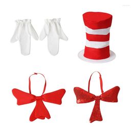 Berets 2XPC For Creative Sequined Bow Red White Striped Cap Halloween Cosplay Women Sing