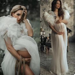 Women's Sleepwear Custom Made Elegant Maternity Dresses Tulle Tiered Ruffles Gown Wedding Bathrobes Nightgowns Lingerie