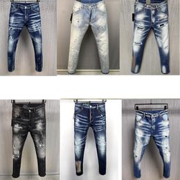 mens jeans denim ripped jeans for men skinny broken italy style hole bike motorcycle rock revival pants320q