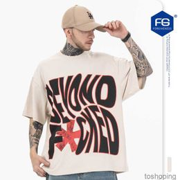 FGSS Men's Wear 2023 summer New Fashion Brand American High Street Creative Abstract Letter Printing Round Neck Short Sleeve T-shirt