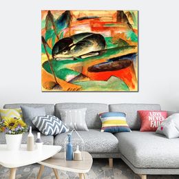 Abstract Landscape Canvas Art Schlafendes Reh Franz Marc Oil Painting Handmade Impressionistic Artwork