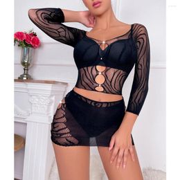 Casual Dresses 2023 Fishnet Elasticity Dress Women's Sexy Mesh Hollow Out See Through Bodycon Lingerie Erotic Transparent Mini