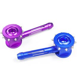 Colourful Aluminium Alloy Pipes NailHammer Style Portable Removable Dry Herb Tobacco Glass Philtre Spoon Bowl Handpipes Hand Smoking Cigarette Holder Tube