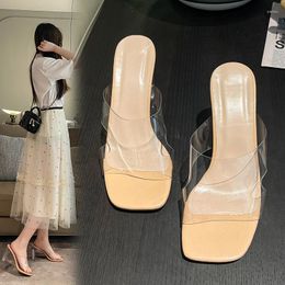 Dress Shoes Sexy Pumps Women Heels Clear Transparent Fetish High Heel Stripper Sandals Ladies Slippers Block