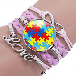 Charm Bracelets Children Autism Awareness For Kids Embrace The Amazing Boy Girl Leather Wrap Wristband Inspirational Jewellery Drop Del Dhvzd