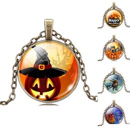 Pendant Necklaces Fashion Necklace Jewellery Time Gem Alloy Chain Jack-O-Lantern Witch For Women Man Halloween Drop Delivery Pendants Dhscr