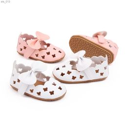 Citgeett Summer Infant Baby Girls PU Leather Sandals Hollow Out Bow First Walking Soft Sole Shoes L230518