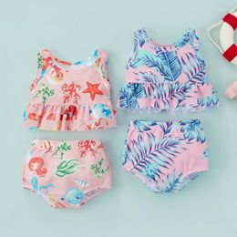 Clothing Sets 2pcs Cute Baby Clothes Set Summer Kids Girl Bikini Animal/Plants Printed Swimwear Swimsuit Bathing Suit
